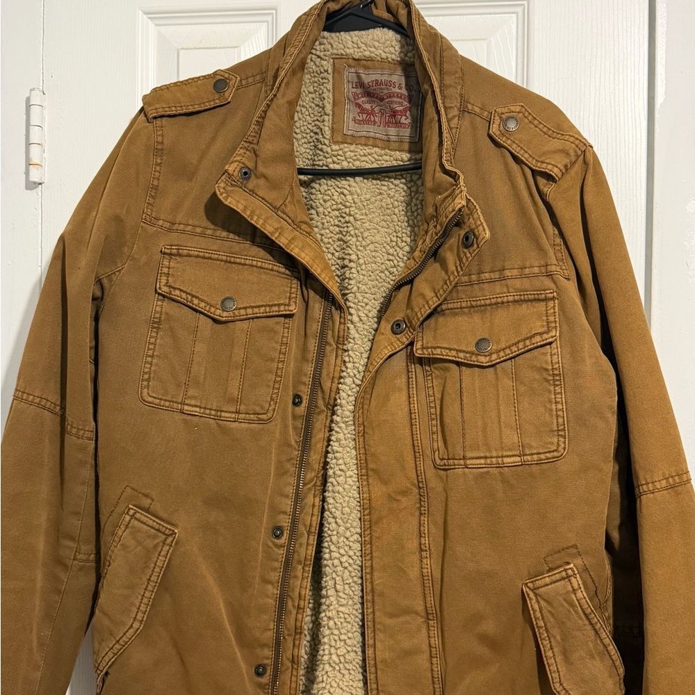 Levi's Brown Military Field Jacket with Sherpa Lining